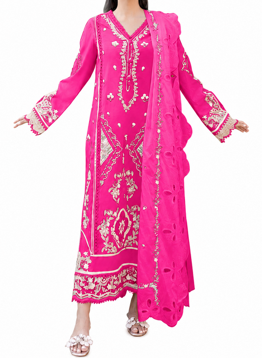 Premium Embroidered Pink Lawn Suit