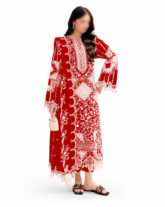 Printed Lawn Suit with Intricate Embroidered Details