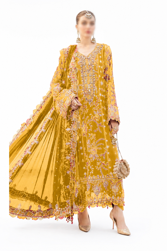 Heavy Embroidered Lawn Suit with Scalloped Dupatta
