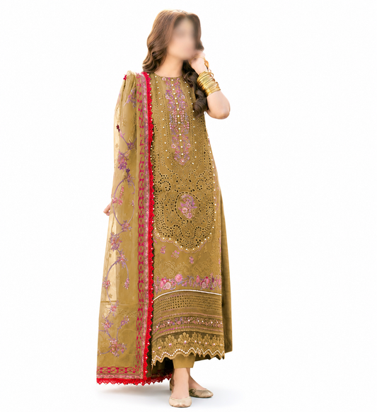 Embroidered Lawn Suit with Printed Dupatta