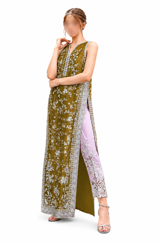 Floral Embellished Sleeveless Formal Set