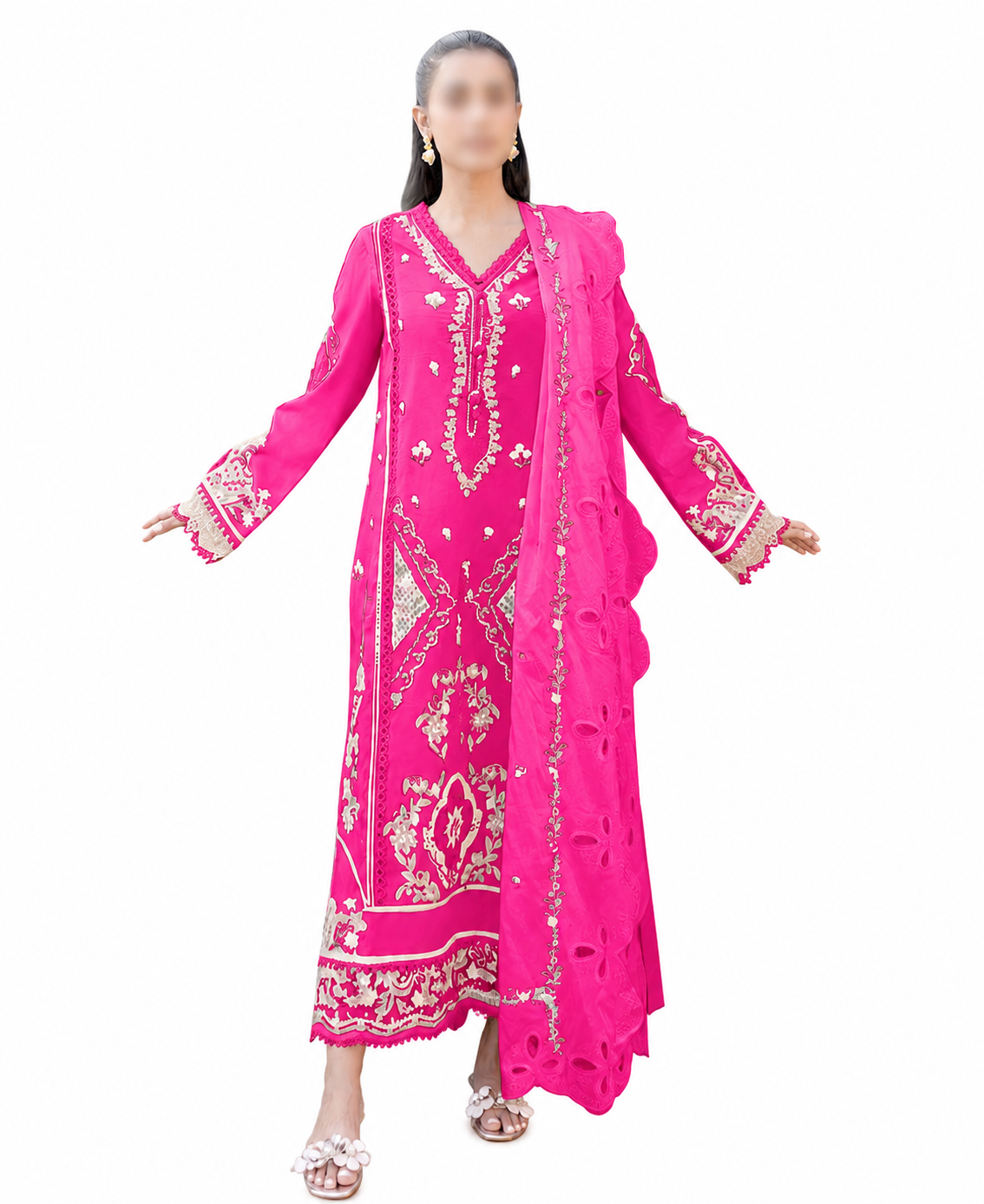 Premium Embroidered Pink Lawn Suit