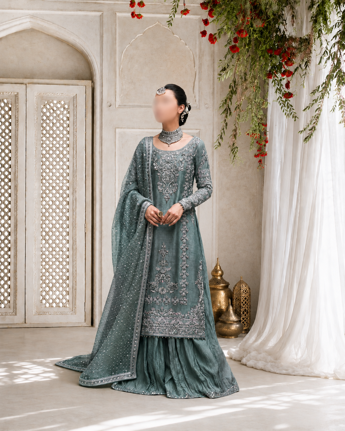 Heavy Embroidered Lengha with Dupatta