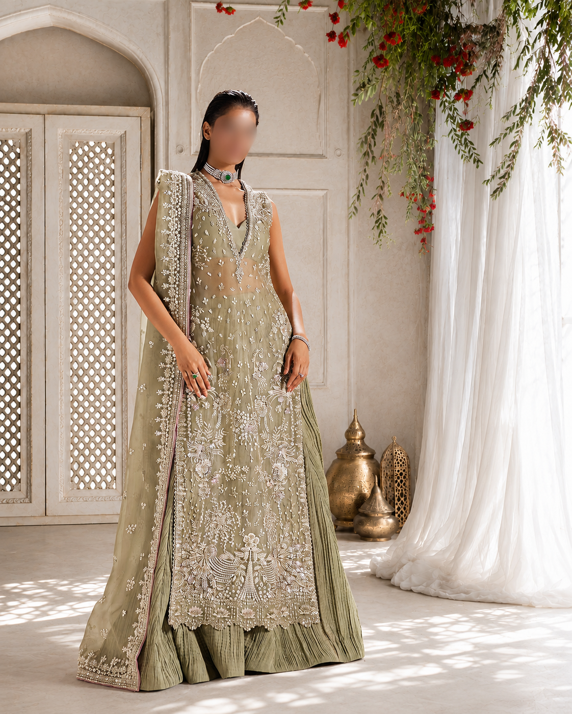 Olive Radiance Embellished Formal Set