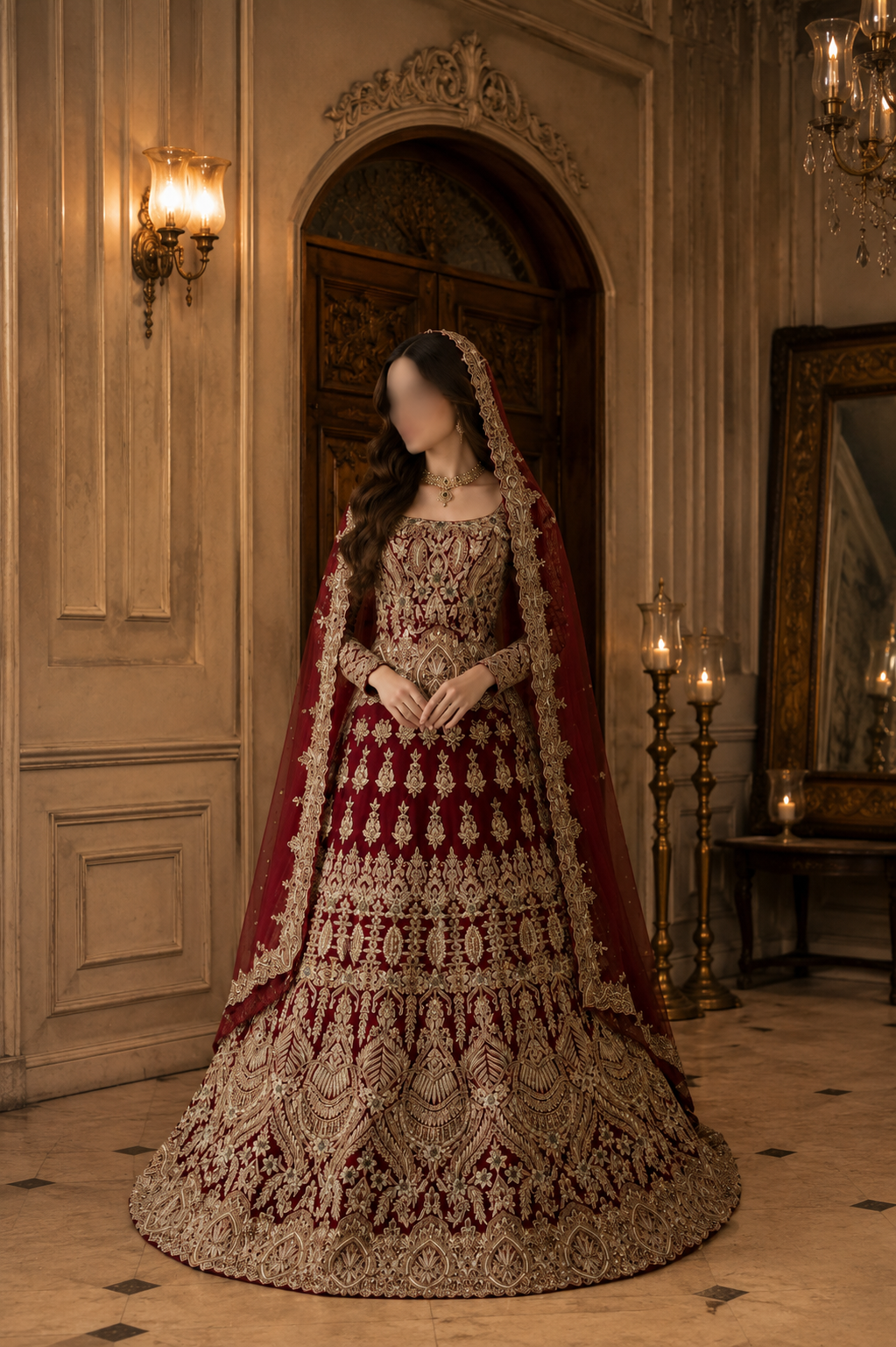 Regal Crimson Heavy Embroidered Bridal Lehenga Choli
