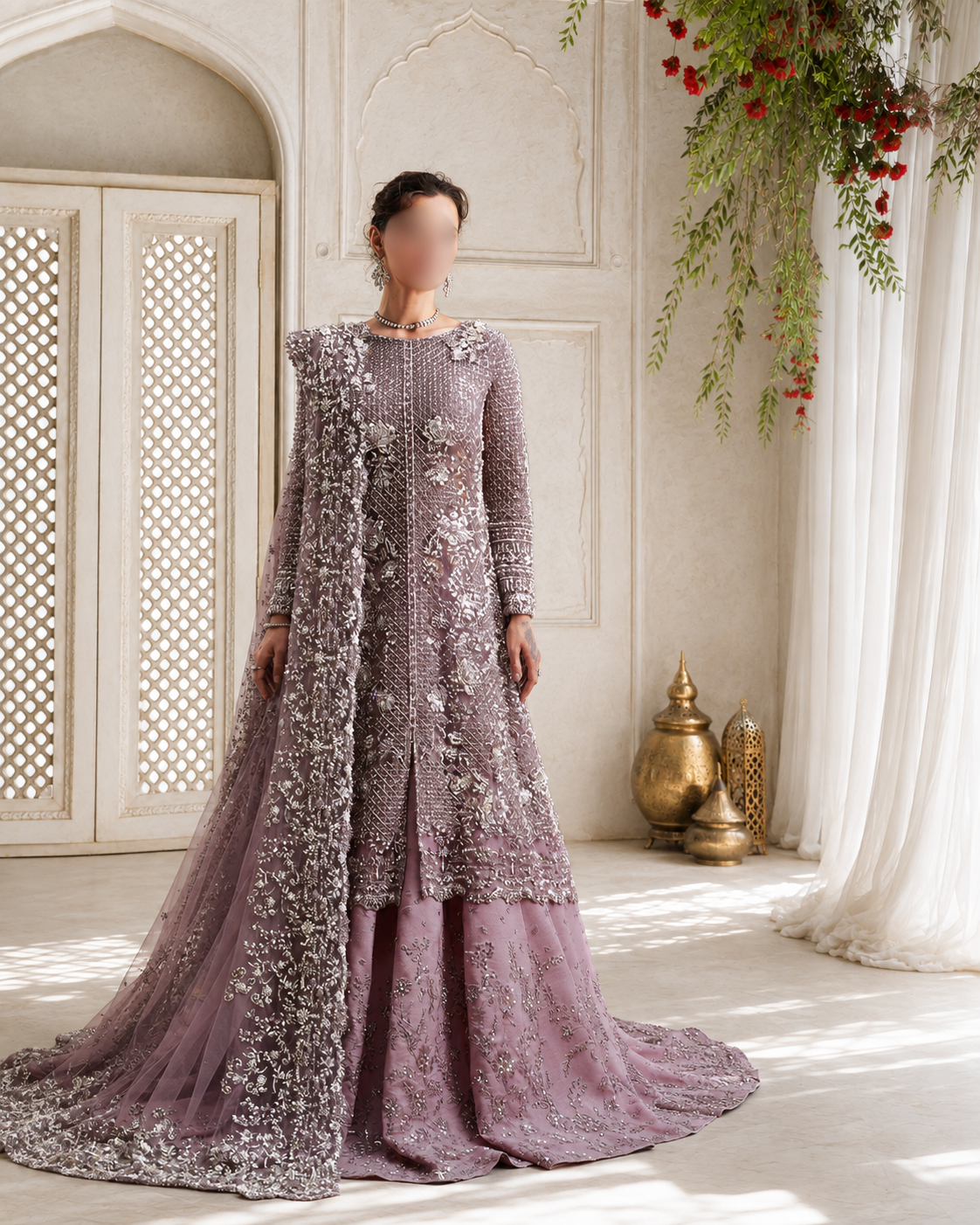 Mauve Frosting Heavy Embellished Formal Set