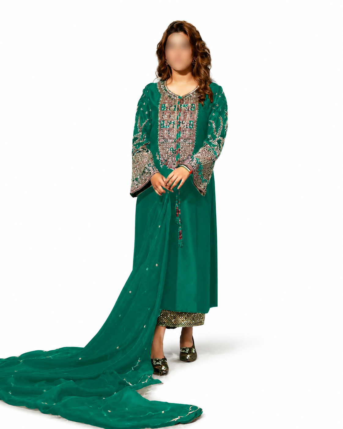 Emerald Heavy Embroidered Festive Set
