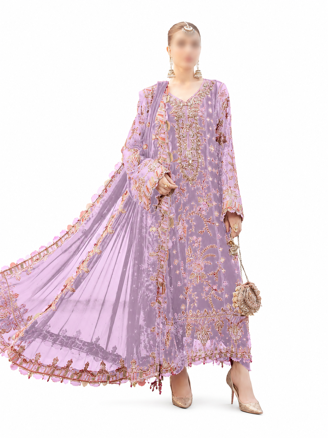 Heavy Embroidered Lawn Suit with Scalloped Dupatta