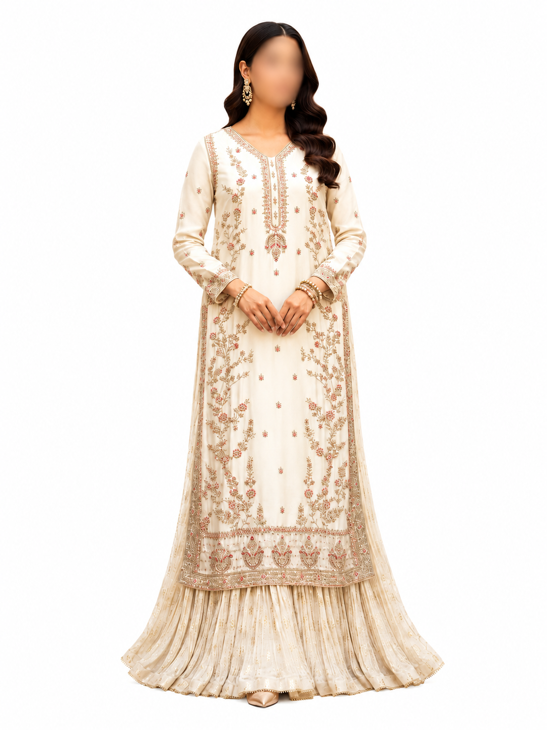Ivory Blossoms Embellished Formal Set